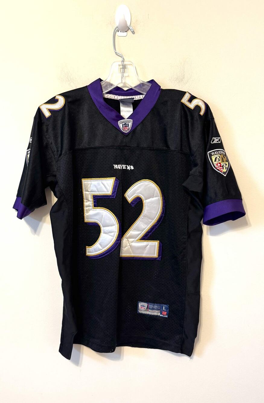 NFL Ravens Ray Lewis 52 Football Jersey Black Purple Kids Youth Large (14-16)